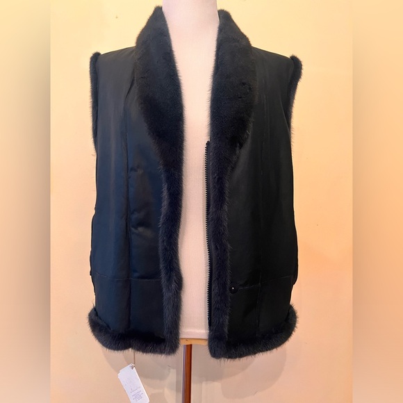 NWT Brunello Cucinelli Real Mink Reversible shearling Vest Monili Italy Size 44 - Picture 10 of 15